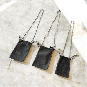 Set of 3 Black Drawstring Pouches